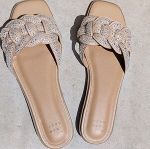 A New Day Cream and Silver Braided Sandals